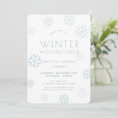 Winter Wonderland Snowflake Blue Birthday Kaart (Staand voorkant)