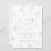 Winter Wonderland Snowflake Blue Birthday Kaart (Voorkant)