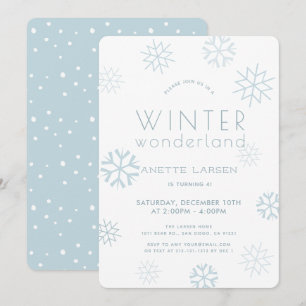 Winter Wonderland Snowflake Blue Birthday Kaart