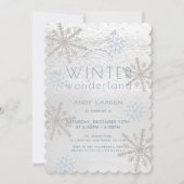 Winter Wonderland Snowflake Blue Birthday Kaart (Voorkant)