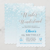 Winter Wonderland Snowflake Blue Boy Kids Birthday Kaart (Voorkant / Achterkant)