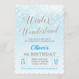 Winter Wonderland Snowflake Blue Boy Kids Birthday Kaart