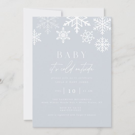 Winter Wonderland Snowflake Boy Baby shower Kaart (Voorkant)
