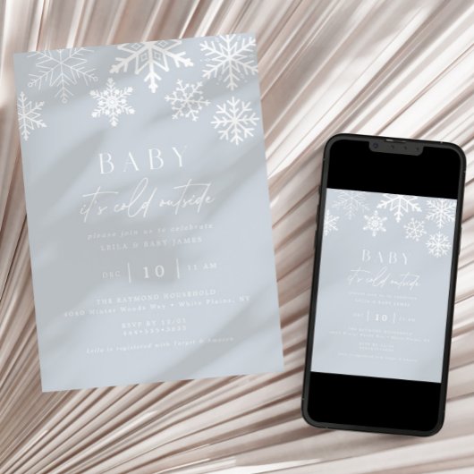 Winter Wonderland Snowflake Boy Baby shower Kaart