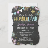 Winter Wonderland Snowflake Chalkboard Baby shower Kaart (Voorkant)