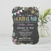 Winter Wonderland Snowflake Chalkboard Baby shower Kaart (Staand voorkant)