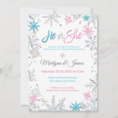 Winter Wonderland Snowflake Gender onthullen Invit Kaart (Voorkant)