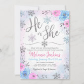 Winter Wonderland Snowflake Gender onthullen Invit Kaart (Voorkant)