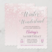 Winter Wonderland Snowflake Girl Birthday Party Kaart (Voorkant / Achterkant)
