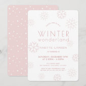 Winter Wonderland Snowflake Girl Pink Birthday Kaart (Voorkant / Achterkant)