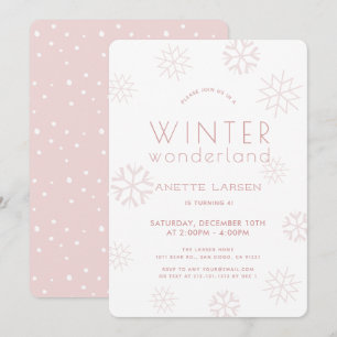 Winter Wonderland Snowflake Girl Pink Birthday Kaart