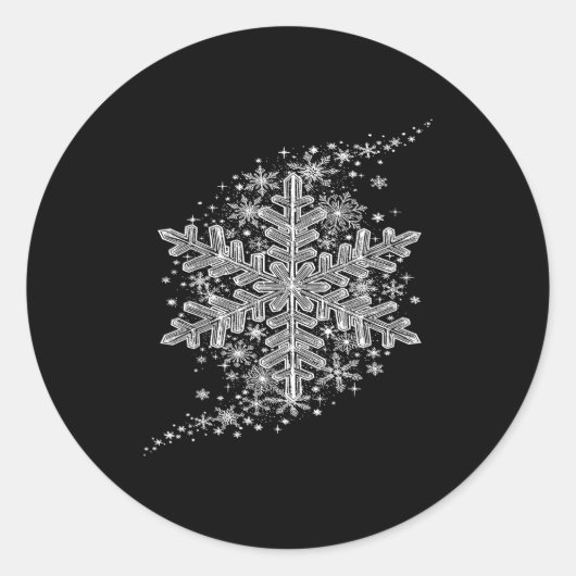 Winter Wonderland Snowflake Holiday Design For Men Ronde Sticker (Voorkant)