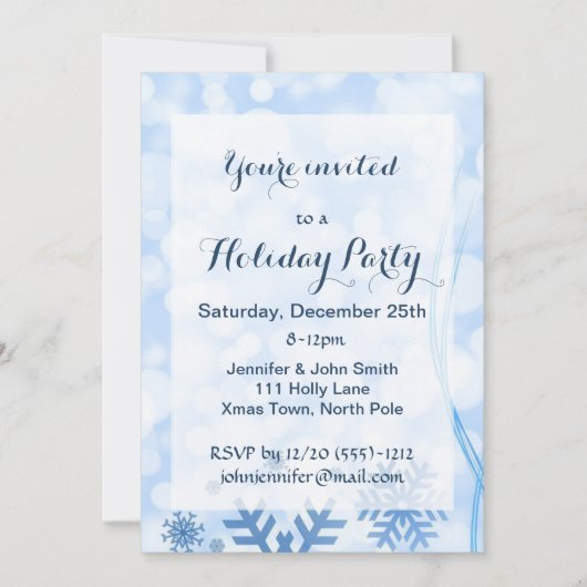 Winter Wonderland Snowflake Ice Holiday Partij Kaart (Voorkant)