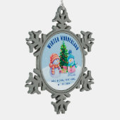 Winter Wonderland Snowflake ingelijst Ornament (Links)