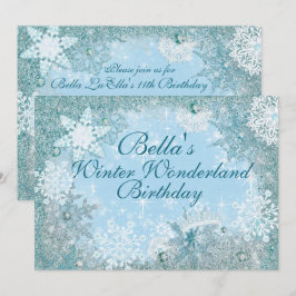 Winter Wonderland Snowflake Party Uitnodigingen