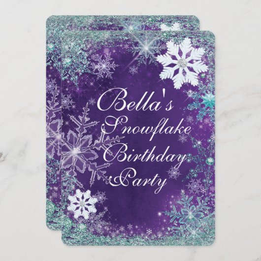 Winter Wonderland Snowflake Party Uitnodigingen (Voorkant / Achterkant)