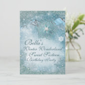 Winter Wonderland Snowflake Party Uitnodigingen (Staand voorkant)