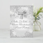 Winter Wonderland Snowflake Party Uitnodigingen (Staand voorkant)