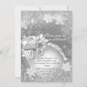 Winter Wonderland Snowflake Party Uitnodigingen (Achterkant)