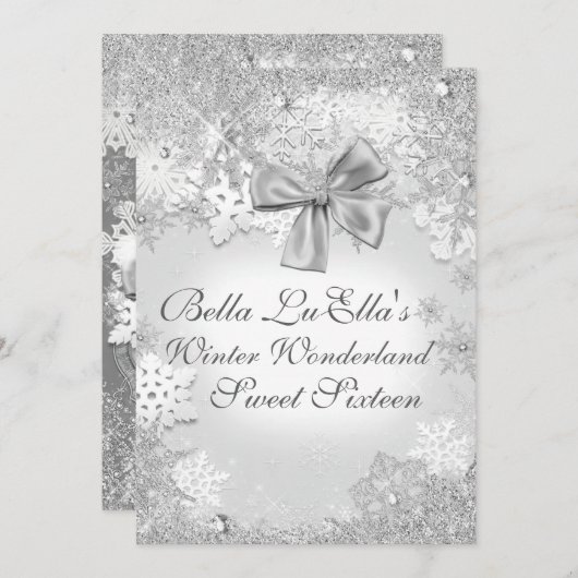 Winter Wonderland Snowflake Party Uitnodigingen (Voorkant / Achterkant)