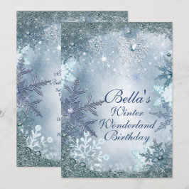 Winter Wonderland Snowflake Party Uitnodigingen