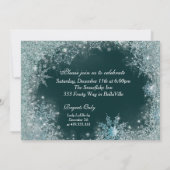 Winter Wonderland Snowflake Party Uitnodigingen (Achterkant)