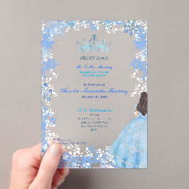 Winter Wonderland Snowflake Quinceañera Acryl Uitnodigingen