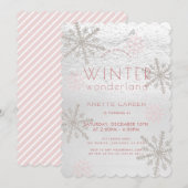 Winter Wonderland Snowflake Roze Meisje Verjaardag Kaart (Voorkant / Achterkant)