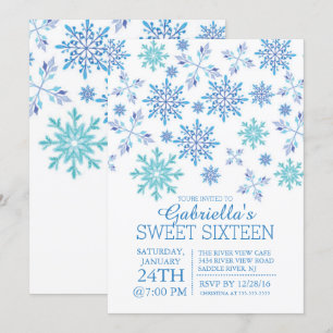Winter Wonderland Snowflake Sweet Sixteen Kaart