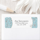 Winter Wonderland Snowflake Swirl Adreslabel Etiket (Insitu)