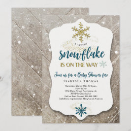 Winter Wonderland Snowflake Theme Boy Baby shower Kaart