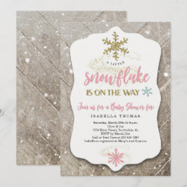 Winter Wonderland Snowflake Theme Girl Baby shower Kaart