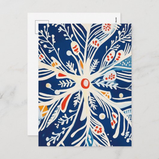 Winter Wonderland, Snowflake, Vakantie volkskunst Feestdagenkaart (Voorkant / Achterkant)