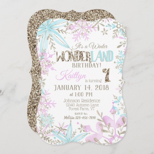 Winter Wonderland Snowflake Verjaardag Kaart (Voorkant / Achterkant)