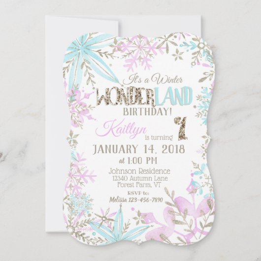 Winter Wonderland Snowflake Verjaardag Kaart (Voorkant)