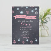 Winter Wonderland Snowflake Verjaardag Uitnodiging (Staand voorkant)