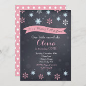 Winter Wonderland Snowflake Verjaardag Uitnodiging (Voorkant / Achterkant)
