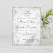 Winter Wonderland Snowflake Wedding Invitations Kaart (Staand voorkant)