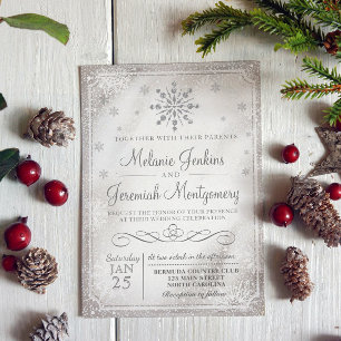 Winter Wonderland Snowflake Wedding Invitations Kaart
