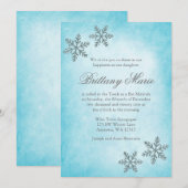 Winter Wonderland Snowflakes Blauwgroen Bat Mitzva Kaart (Voorkant / Achterkant)