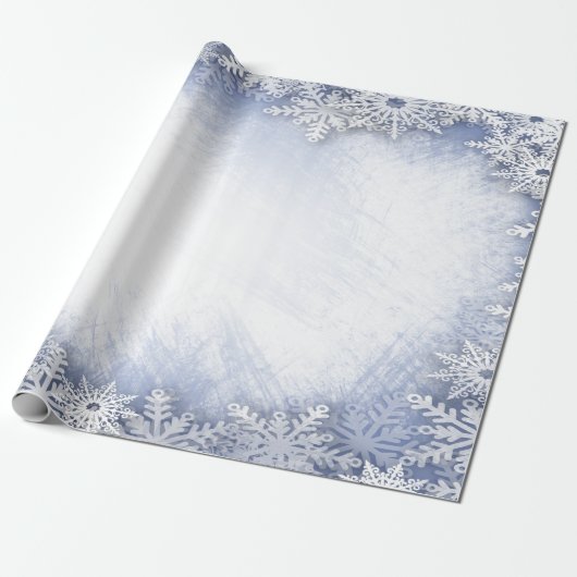 Winter Wonderland, Snowflakes Blue Holiday Cadeaupapier (Uitgerold)