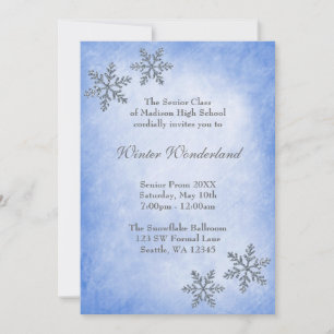 Winter Wonderland Snowflakes Blue Prom Formal Kaart