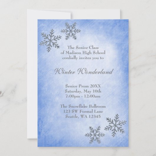 Winter Wonderland Snowflakes Blue Prom Formal Kaart (Voorkant)