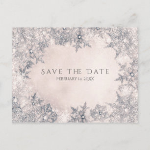 Winter Wonderland Snowflakes Cream Save the Date Aankondigingskaart