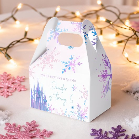 Winter Wonderland Snowflakes Girl Snow Birthday Bedankdoosjes