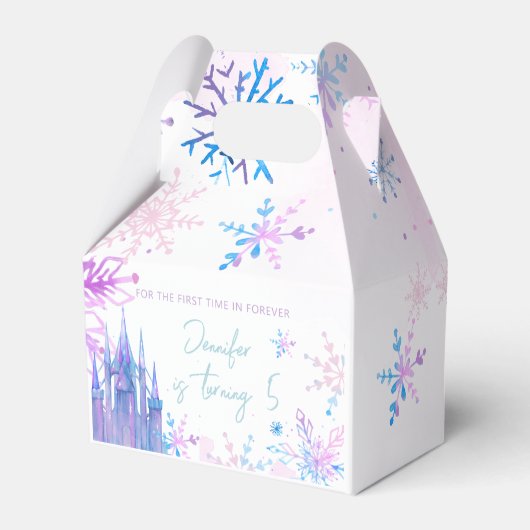 Winter Wonderland Snowflakes Girl Snow Birthday Bedankdoosjes (Achterkant)