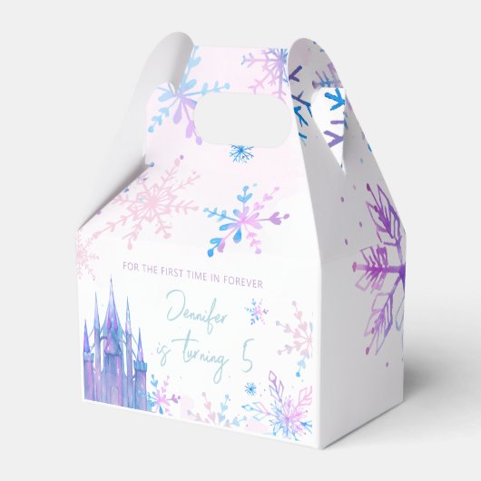 Winter Wonderland Snowflakes Girl Snow Birthday Bedankdoosjes (Voorkant Zijde)