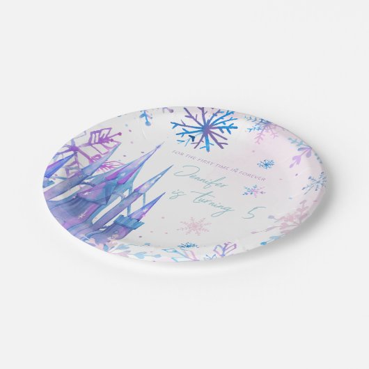 Winter Wonderland Snowflakes Girl Snow Birthday Papieren Bordje (Gekanteld)