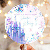 Winter Wonderland Snowflakes Girl Snow Birthday Ronde Sticker
