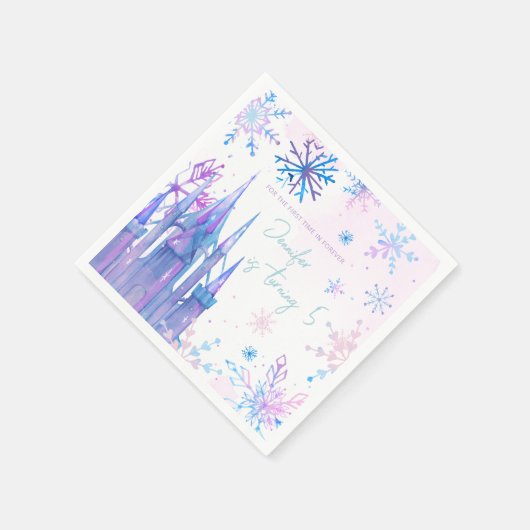 Winter Wonderland Snowflakes Girl Snow Birthday Servet (Hoek)